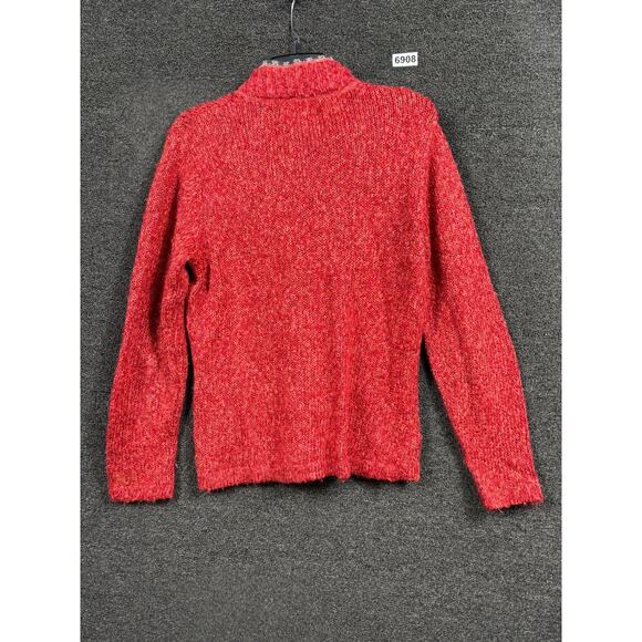 Woolrich Sweater Womens Medium Red Ruby Half Zip Mock Neck Ramie Blend Knit - Picture 2 of 7